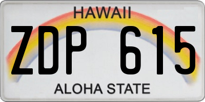 HI license plate ZDP615
