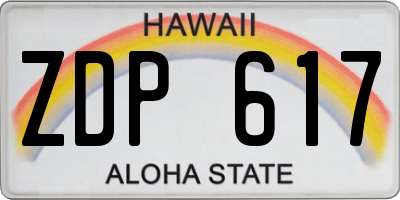 HI license plate ZDP617