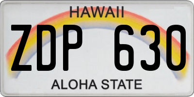 HI license plate ZDP630