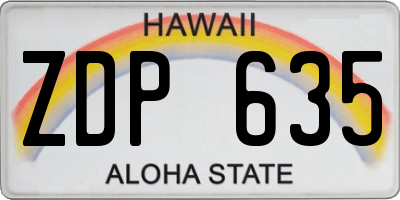 HI license plate ZDP635