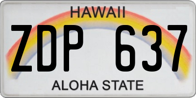 HI license plate ZDP637