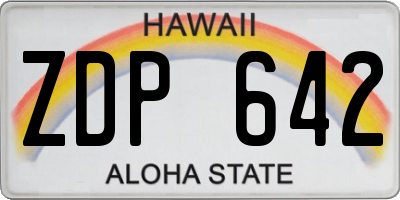 HI license plate ZDP642