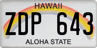 HI license plate ZDP643