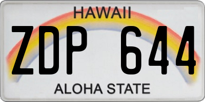 HI license plate ZDP644