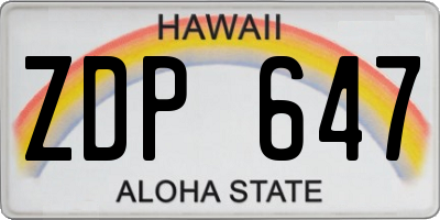 HI license plate ZDP647