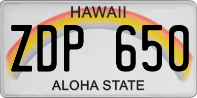 HI license plate ZDP650