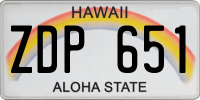 HI license plate ZDP651