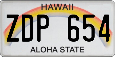 HI license plate ZDP654