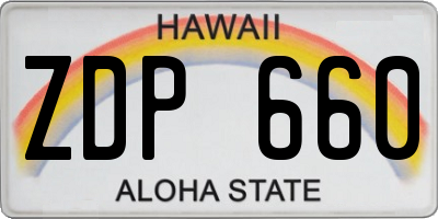 HI license plate ZDP660