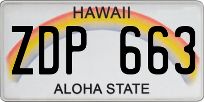 HI license plate ZDP663