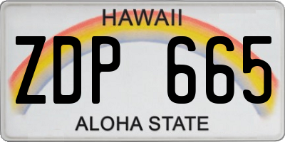 HI license plate ZDP665