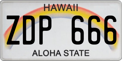 HI license plate ZDP666