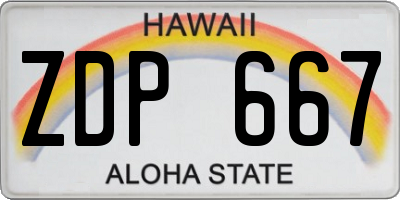 HI license plate ZDP667