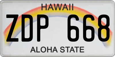 HI license plate ZDP668