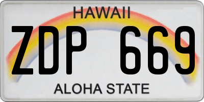 HI license plate ZDP669