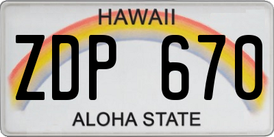 HI license plate ZDP670
