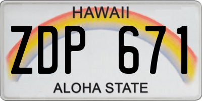 HI license plate ZDP671