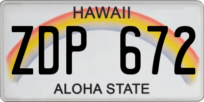 HI license plate ZDP672