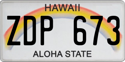 HI license plate ZDP673