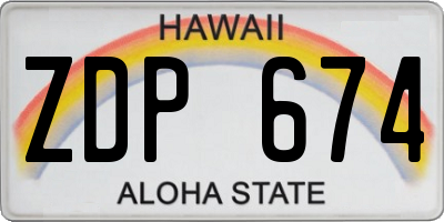 HI license plate ZDP674