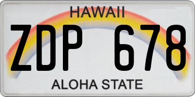 HI license plate ZDP678