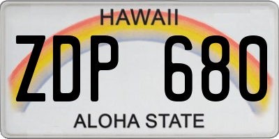 HI license plate ZDP680