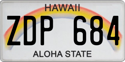 HI license plate ZDP684