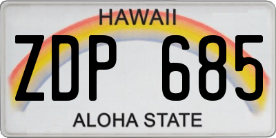 HI license plate ZDP685