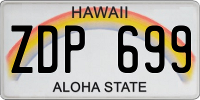 HI license plate ZDP699