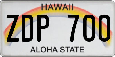 HI license plate ZDP700