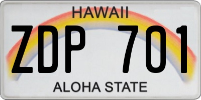 HI license plate ZDP701