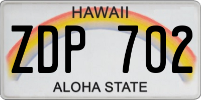 HI license plate ZDP702