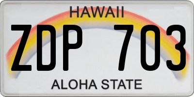 HI license plate ZDP703