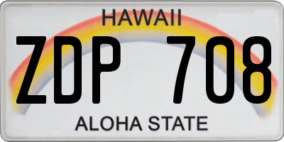 HI license plate ZDP708