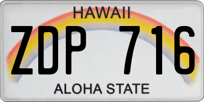 HI license plate ZDP716