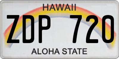 HI license plate ZDP720