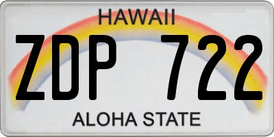 HI license plate ZDP722