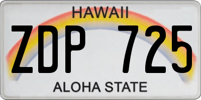 HI license plate ZDP725