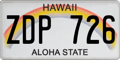 HI license plate ZDP726
