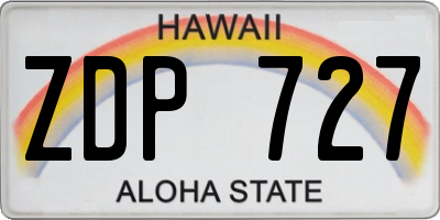 HI license plate ZDP727