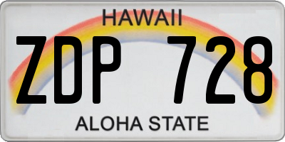 HI license plate ZDP728