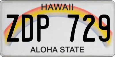 HI license plate ZDP729