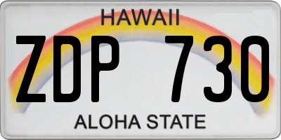 HI license plate ZDP730