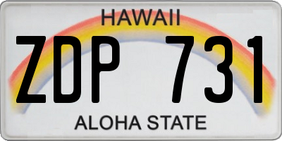 HI license plate ZDP731