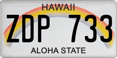 HI license plate ZDP733