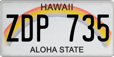 HI license plate ZDP735