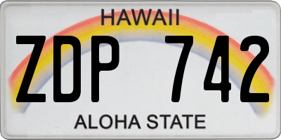 HI license plate ZDP742