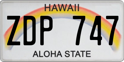 HI license plate ZDP747