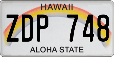 HI license plate ZDP748