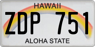 HI license plate ZDP751
